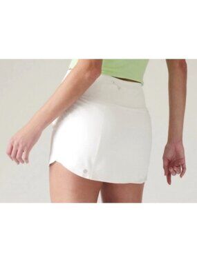 Athleta Women's Sz S Run With It Skort 14" White Activewear With Built-In Shorts
